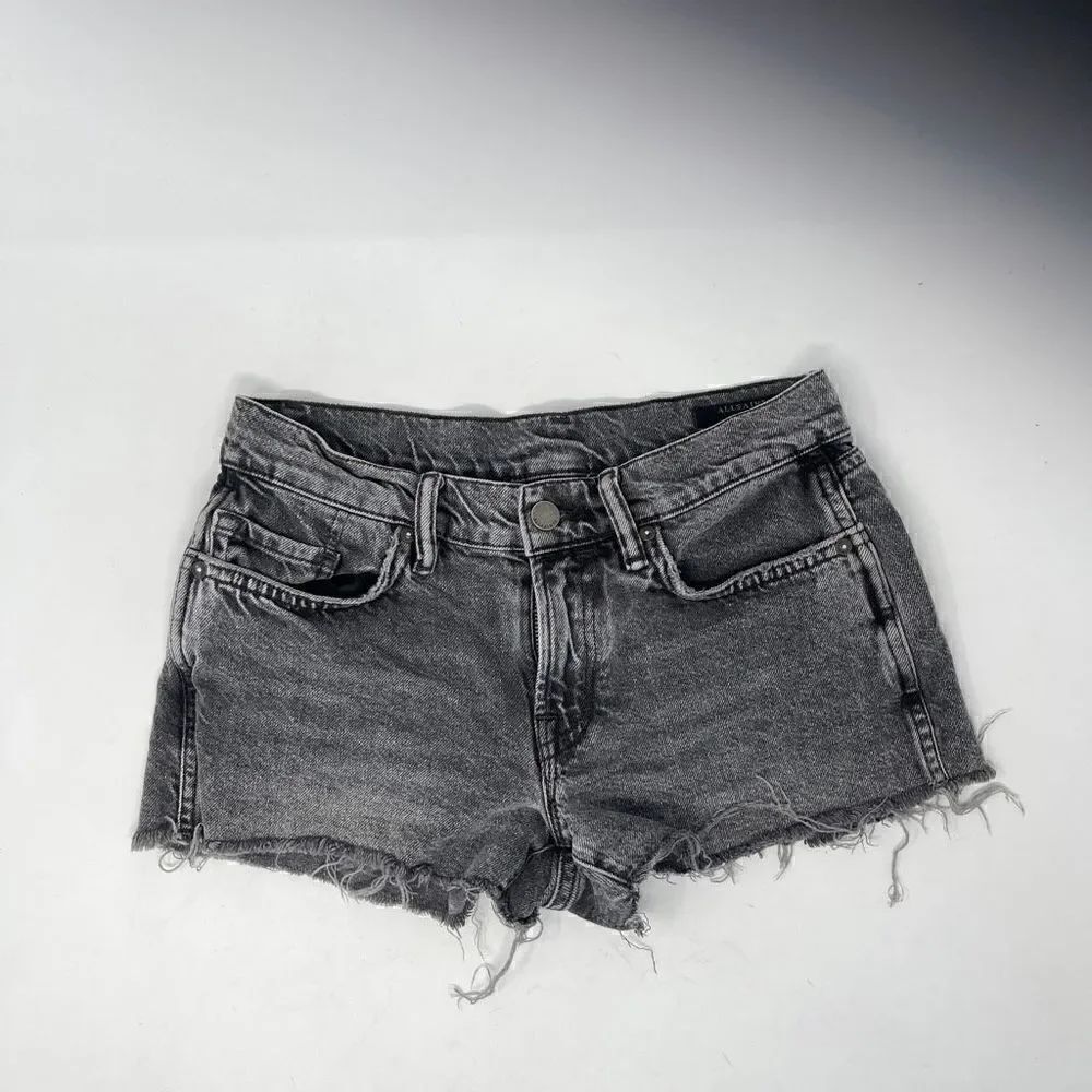 All Saints Women's Black Grey Acid Wash Denim Shorts Size 25W